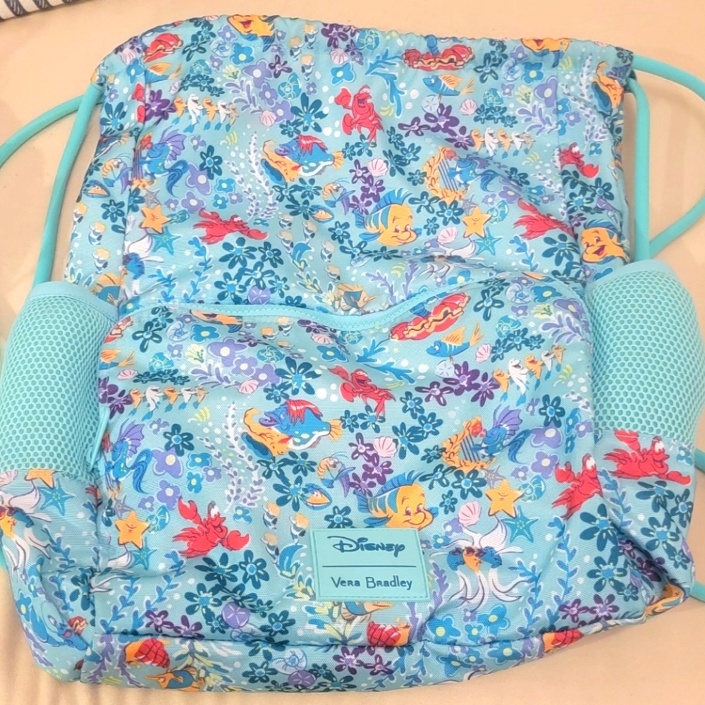 Vera Bradley, Disney Little mermaid, ariel floral print drawstring backpack!